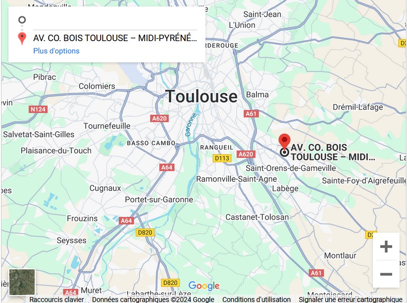 plan d'accès google maps entreprise AV.CO.BOIS à Saint Orens de Gameville en Occitanie